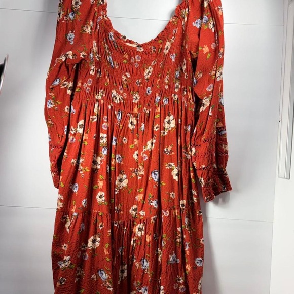 Oak & Trellis Dresses & Skirts - Oak & Trellis Burnt Orange Floral Maxi Dress Size XL
